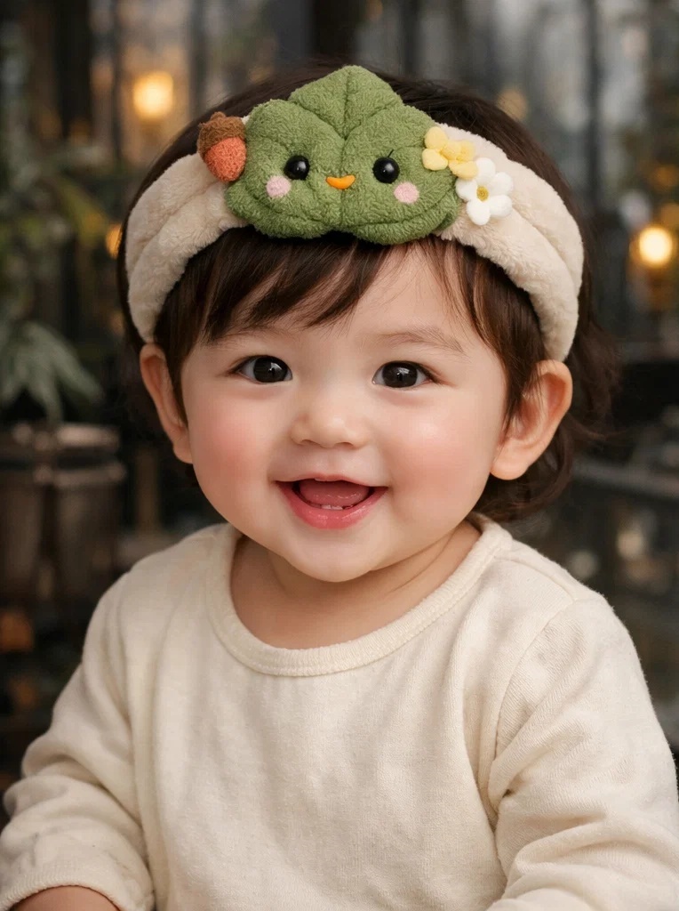 Custom Leaf & Flower Baby Headband – Boutique Plush Infant Hair Accessory OEM Wholesale