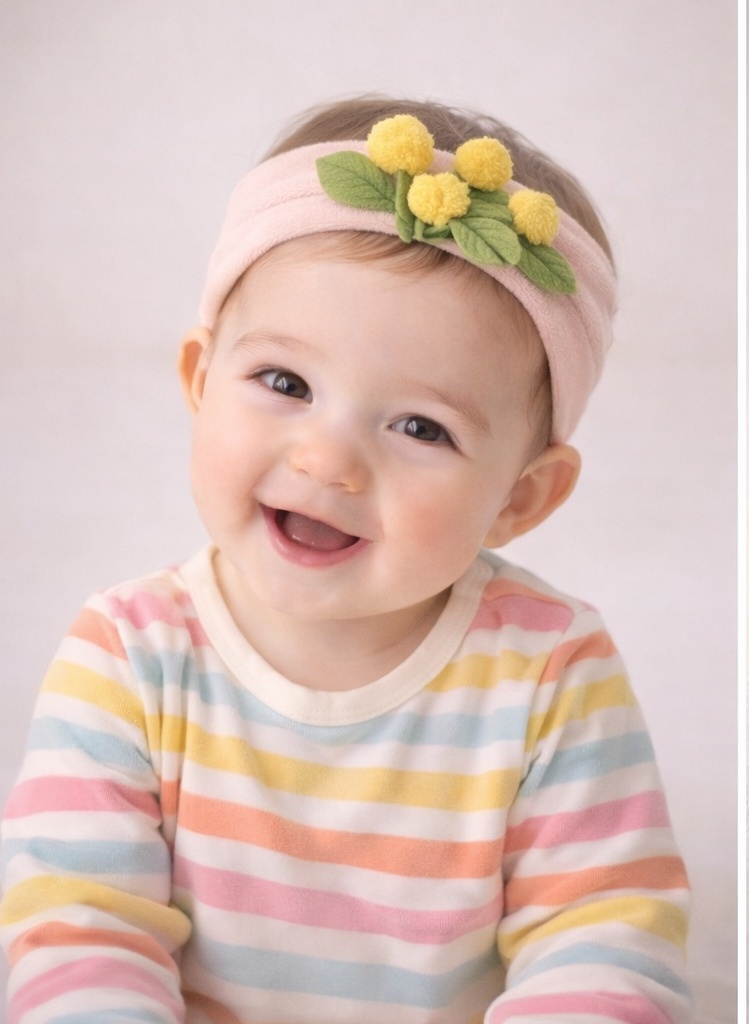 Yellow Pom-Pom Baby Headband – Playful, Eye-Catching, and Gift-Ready