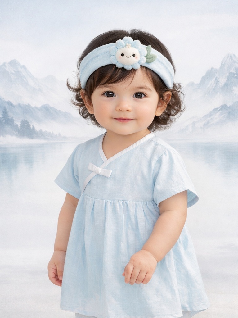 Fresh Blue Snowdrop Baby Headband - Winter Freshness