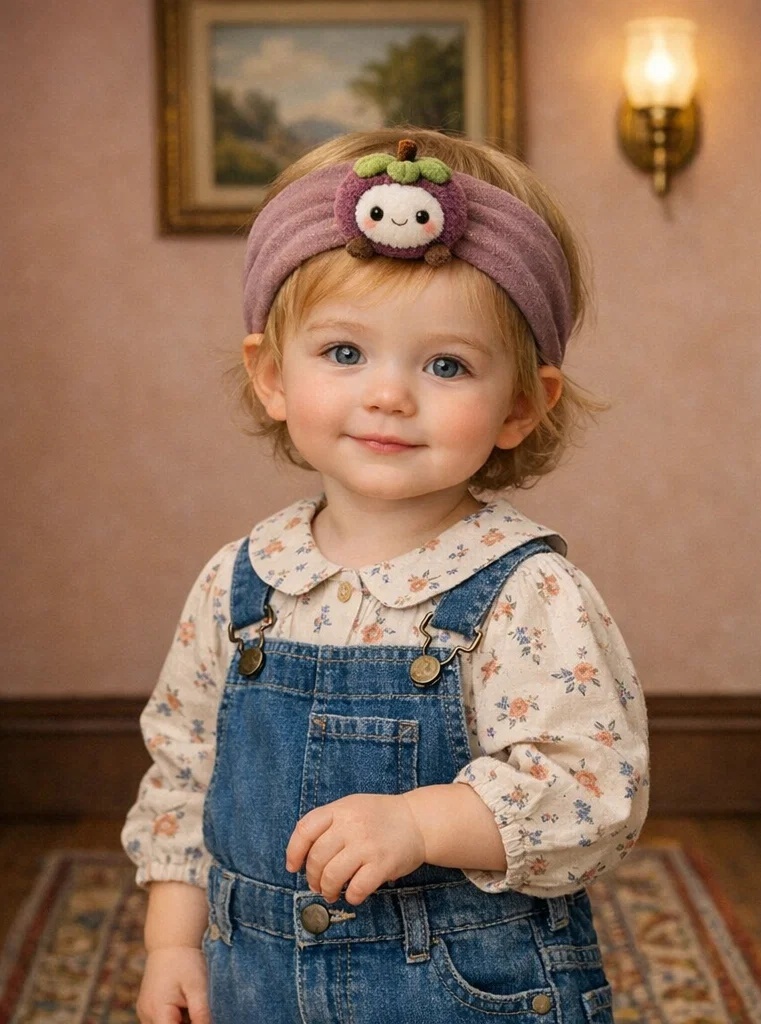 Cute Purple Plush Baby Headband with Adorable Fruit Design - Perfect for Baby Gifts