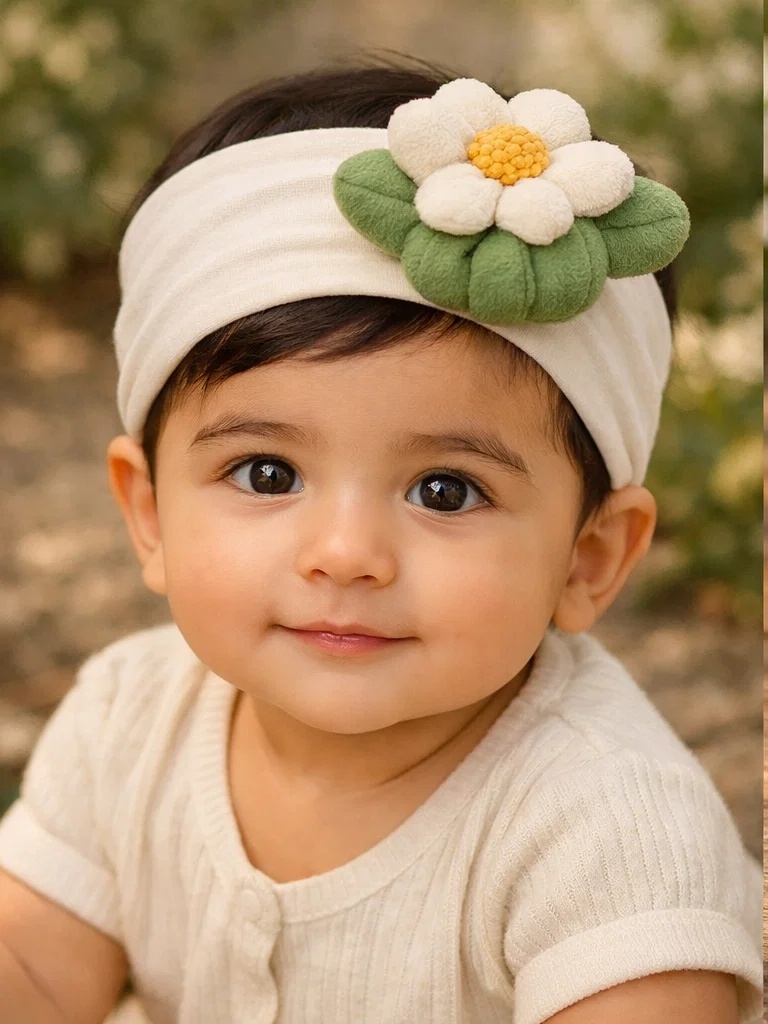Cute Daisy Flower Plush Baby Headband – Soft Baby Boutique Hairband