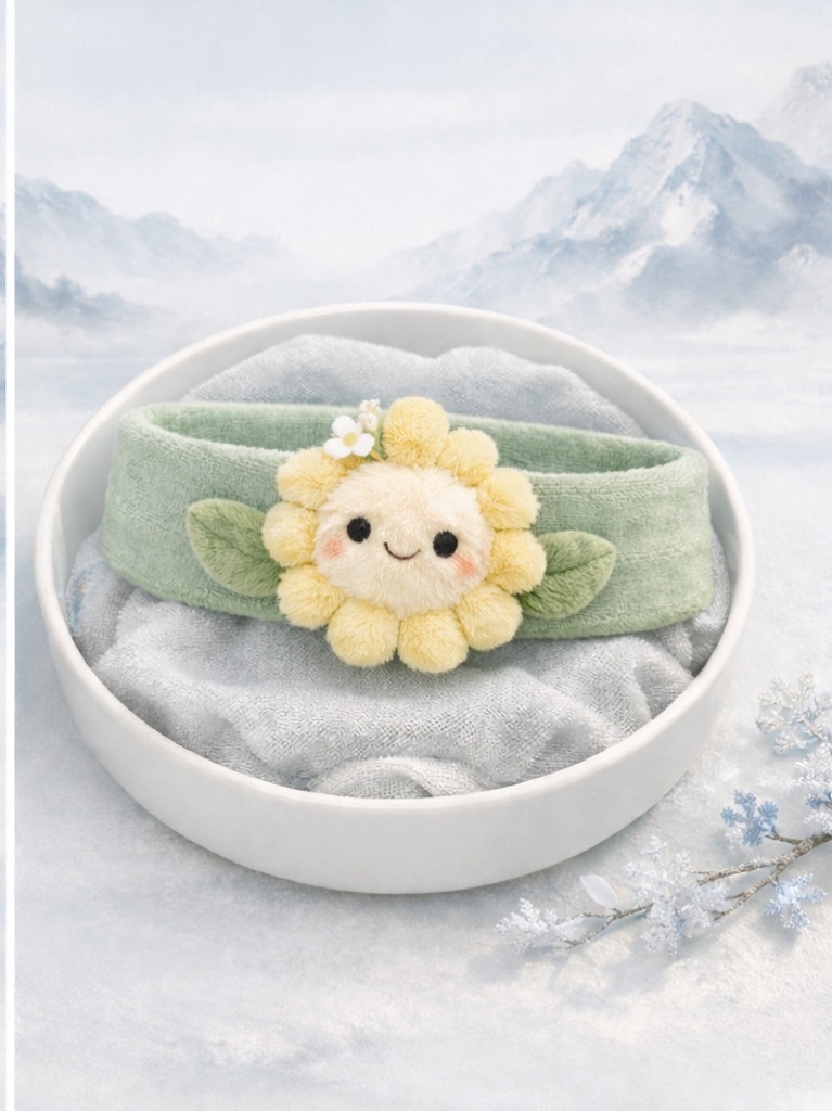 Lovely Green Sunflower Baby Headband - Nature-Inspired