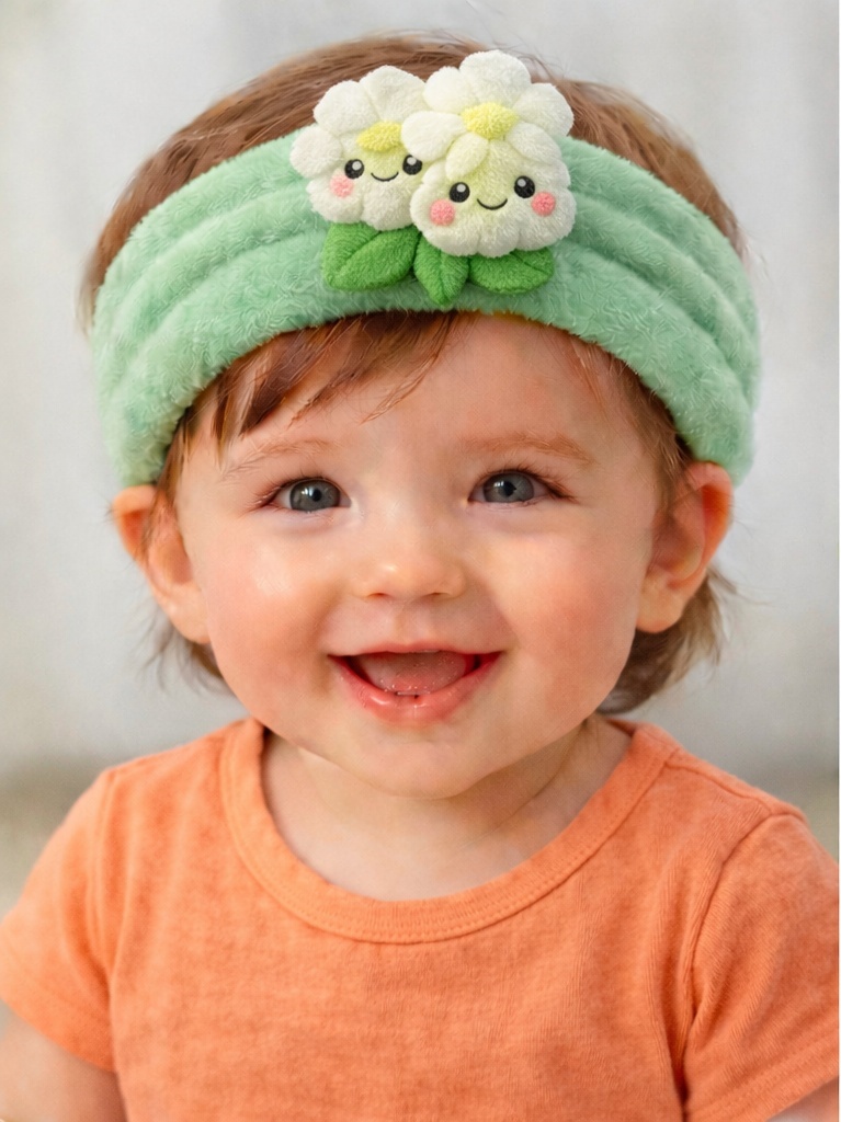 Diadema para bebé con diseño vegetal de felpa