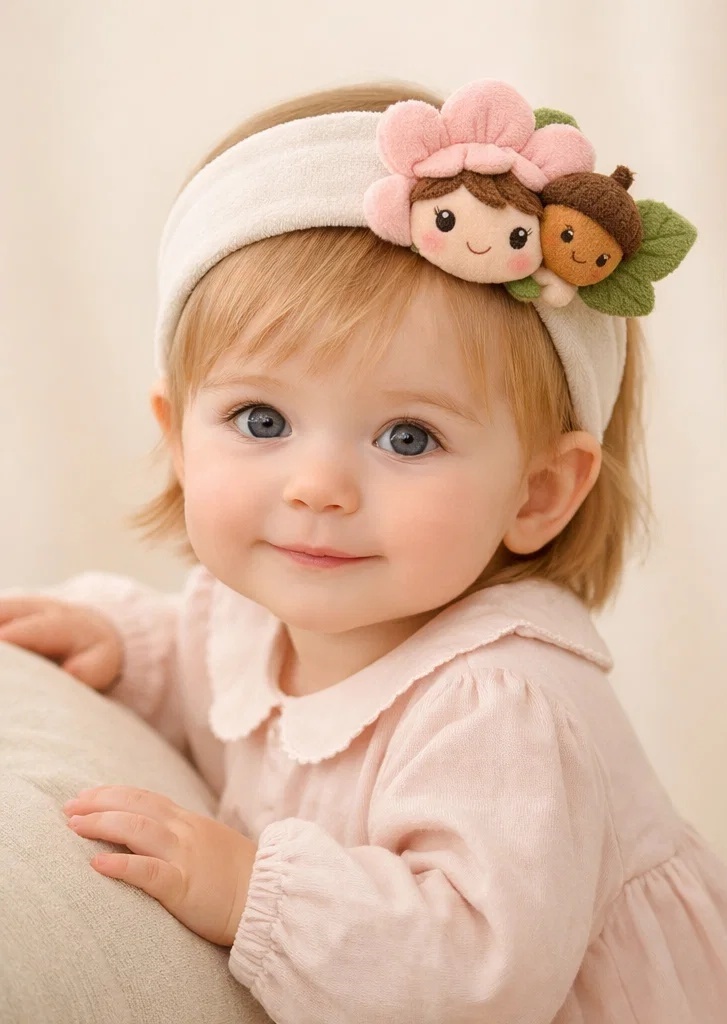 Diadema para bebé con muñeca floral y bellota para compradores B2B