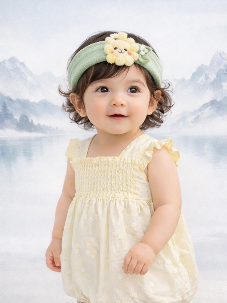 Lovely Green Sunflower Baby Headband - Nature-Inspired