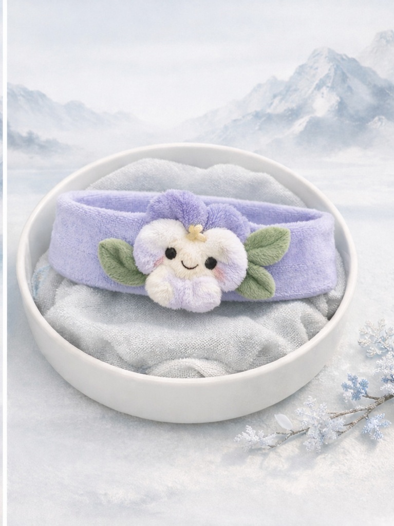 Wholesale Plush Lavender Flower Baby Headband Cute Cartoon Doll Elastic Spa Head Wrap