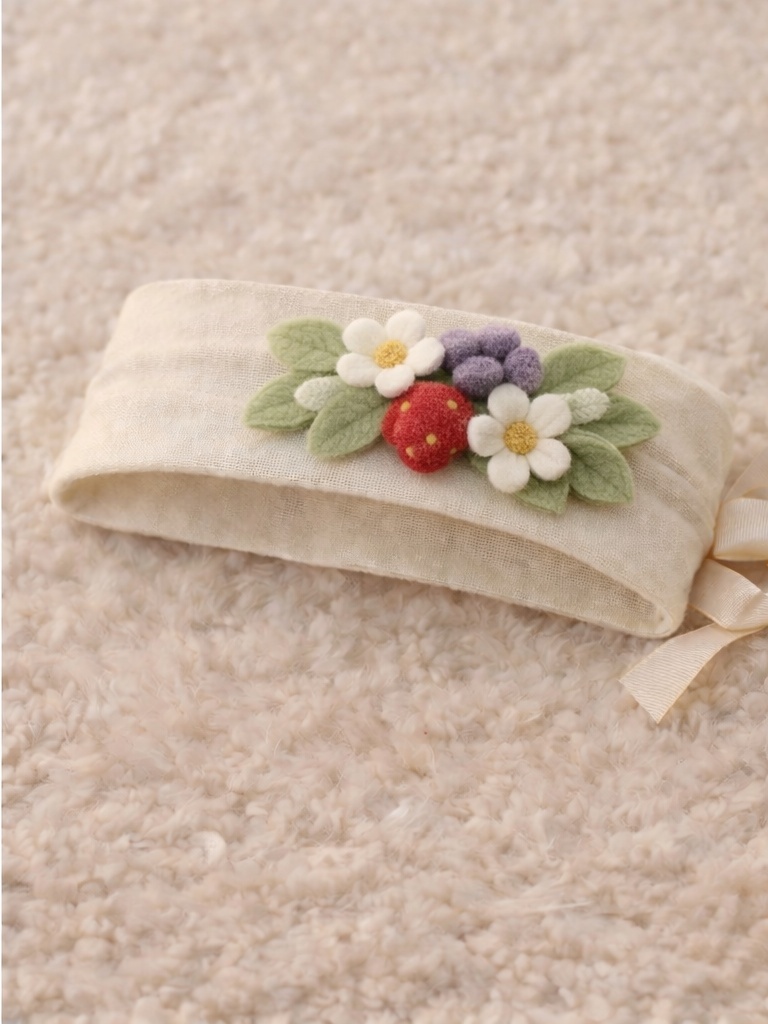 Strawberry & Flower Felt Baby Headband – Sweet Garden Theme for Boutique Sales