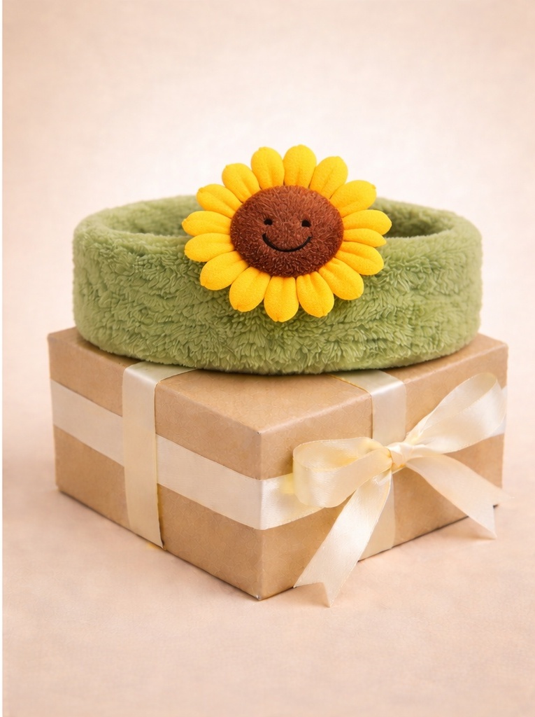 Diadema de bebé con girasol sonriente – Favorita entre clientes B2B