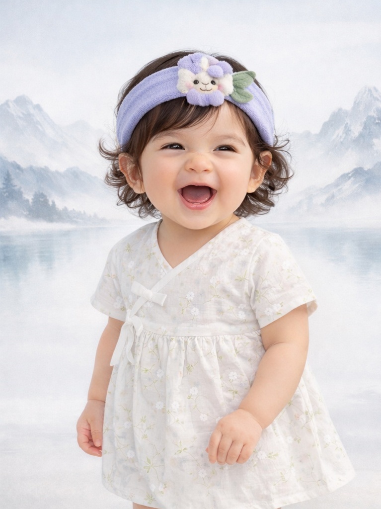 Wholesale Plush Lavender Flower Baby Headband Cute Cartoon Doll Elastic Spa Head Wrap