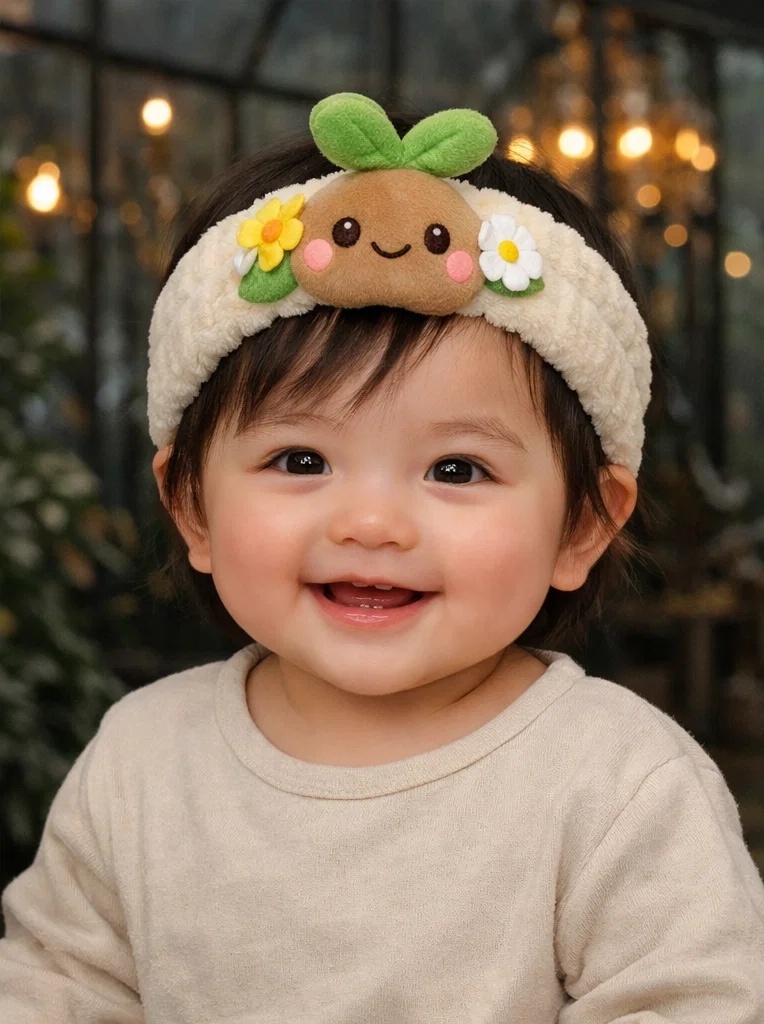 OEM Cute Root Doll Baby Headband – Custom Plush Infant Hairband for Wholesale & Private Label