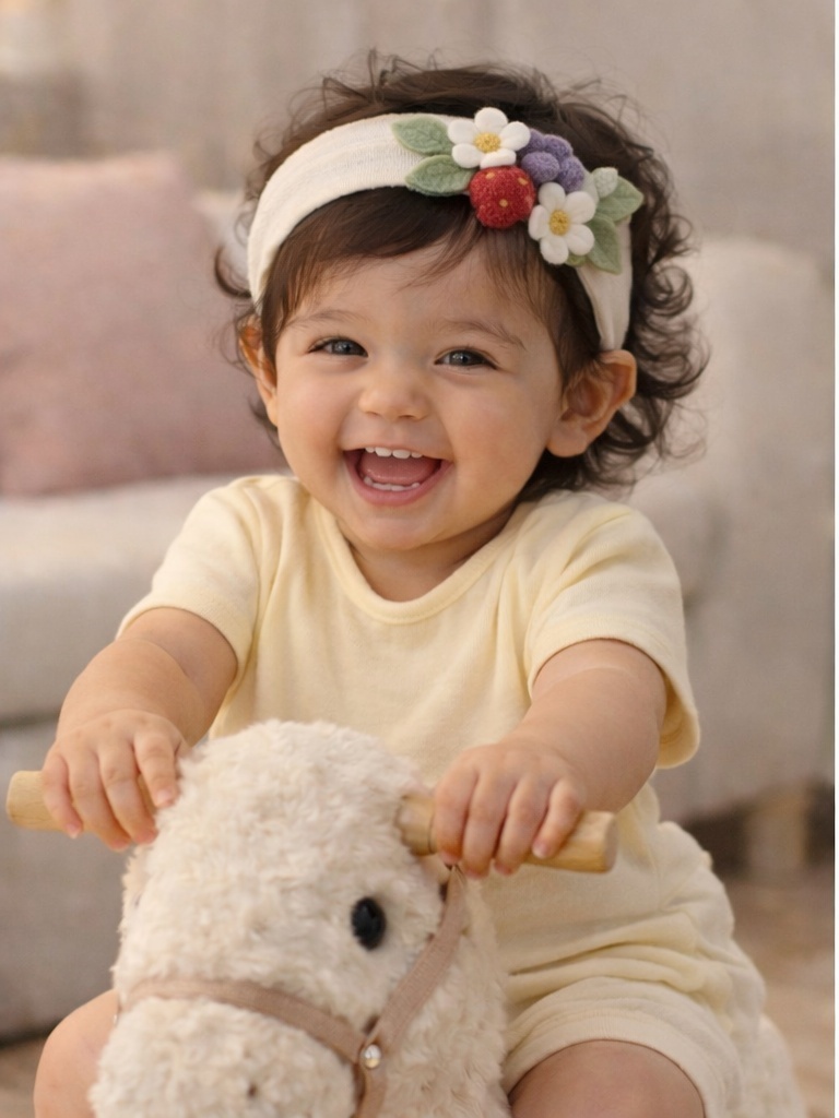 Strawberry & Flower Felt Baby Headband – Sweet Garden Theme for Boutique Sales