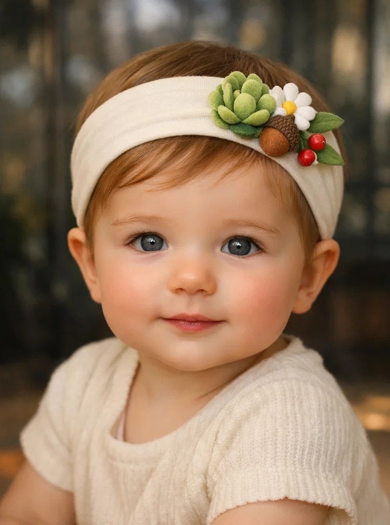 Bandeau bébé mignon avec fleurs faites à la main – sûr et confortable pour les nourrissons