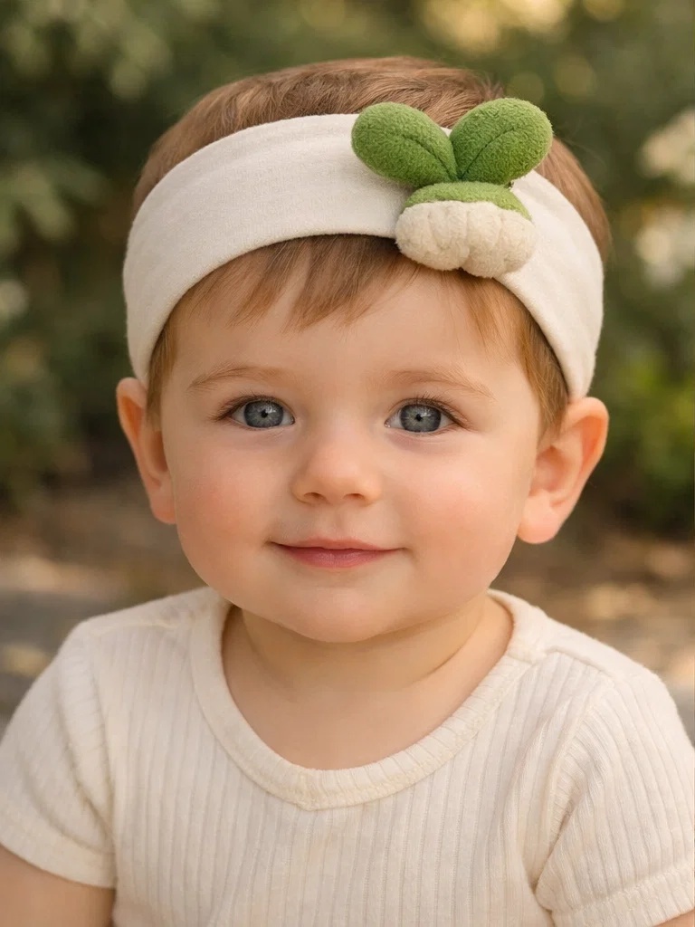 Minimalist Succulent Baby Headband – Soft Newborn Hairband for Baby Stores & Gift Shops