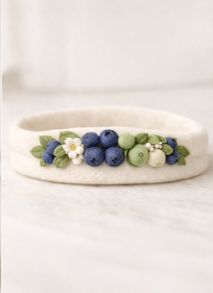 Soft Fleece Baby Headband with Blueberry Plush Embellishment – Ideal for Photography & Boutique Retail