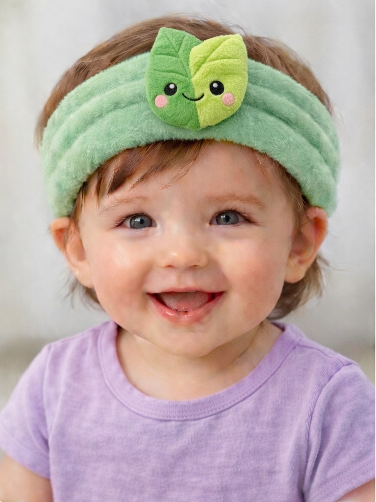 Bandeau bébé à motif feuille en peluche