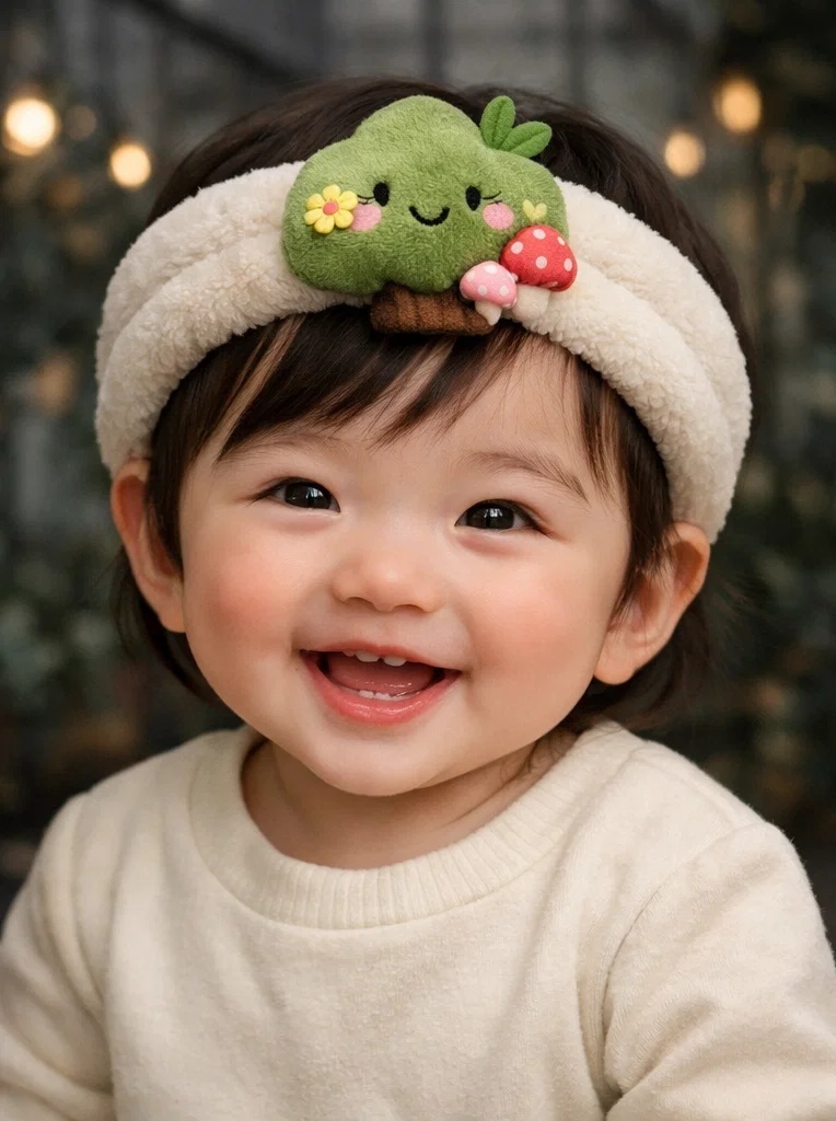 Custom Forest Cloud Doll Baby Headband with Mushroom – Boutique Plush Infant Hair Accessory Supplier