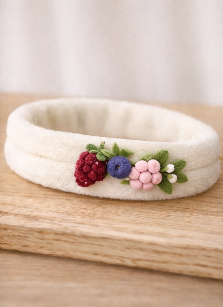 Colorblock Baby Headband with Strawberry & Floral Plush – Trendy and Gift-Ready