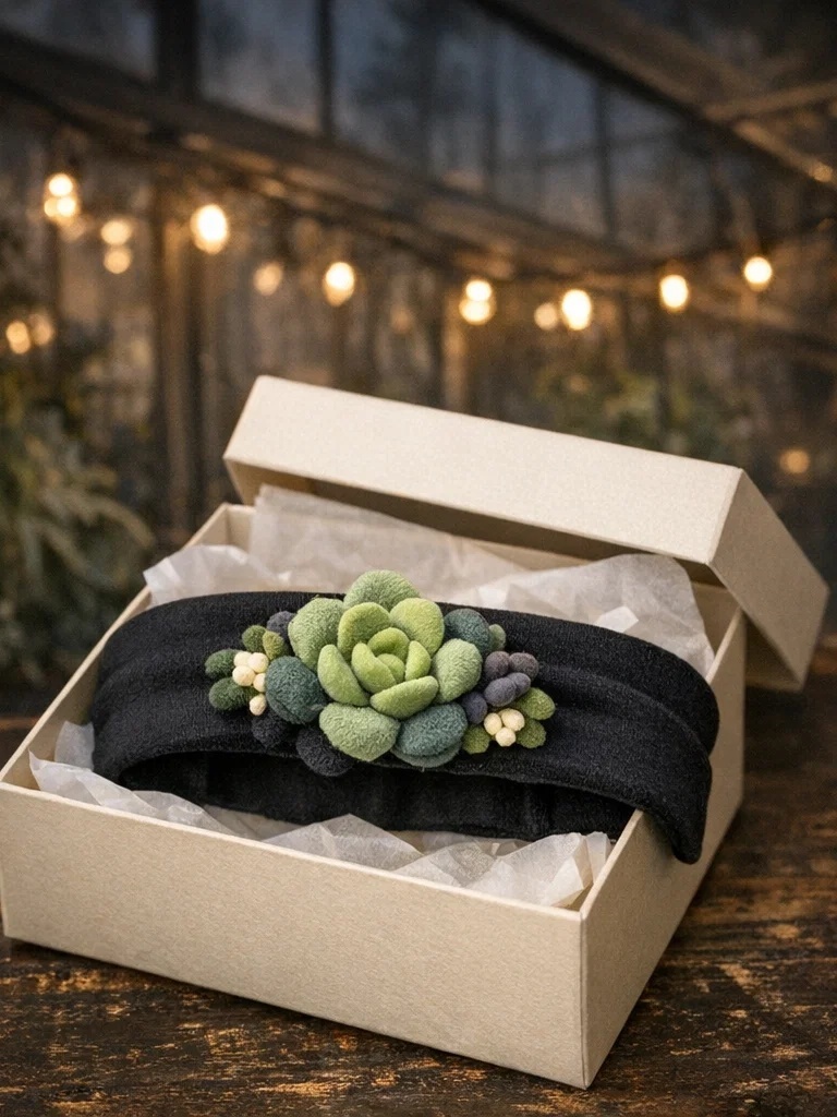 Succulent Garden Plush Baby Headband – Premium Baby Boutique Hair Accessory