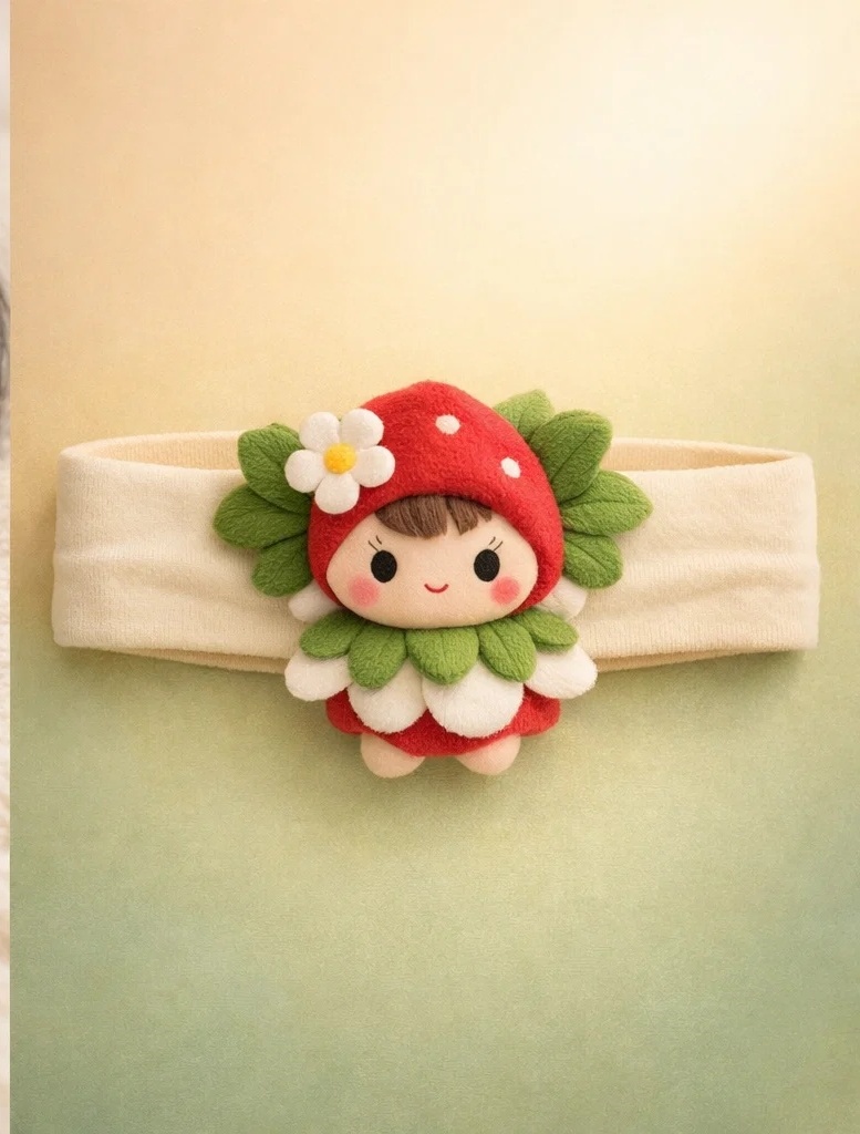 B2B向け ベビー用いちごキャラクターぬいぐるみヘッドバンド