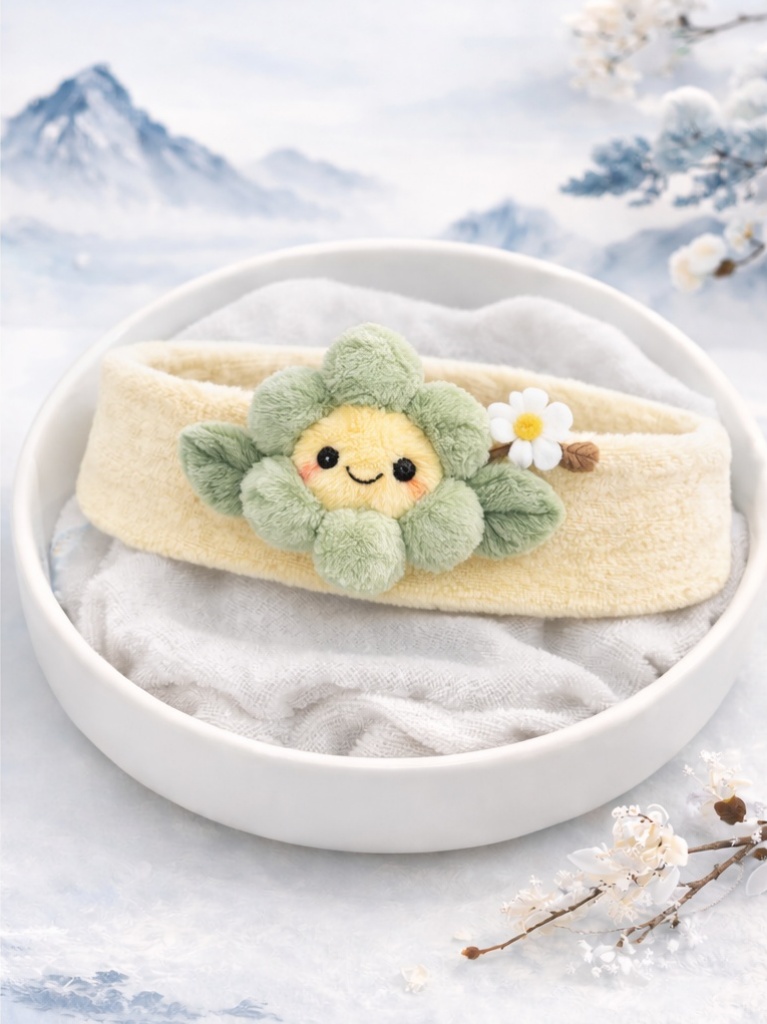 Boutique Yellow Flower Baby Headband Plush Cartoon Doll Stretch Headband for Newborn Gift Sets