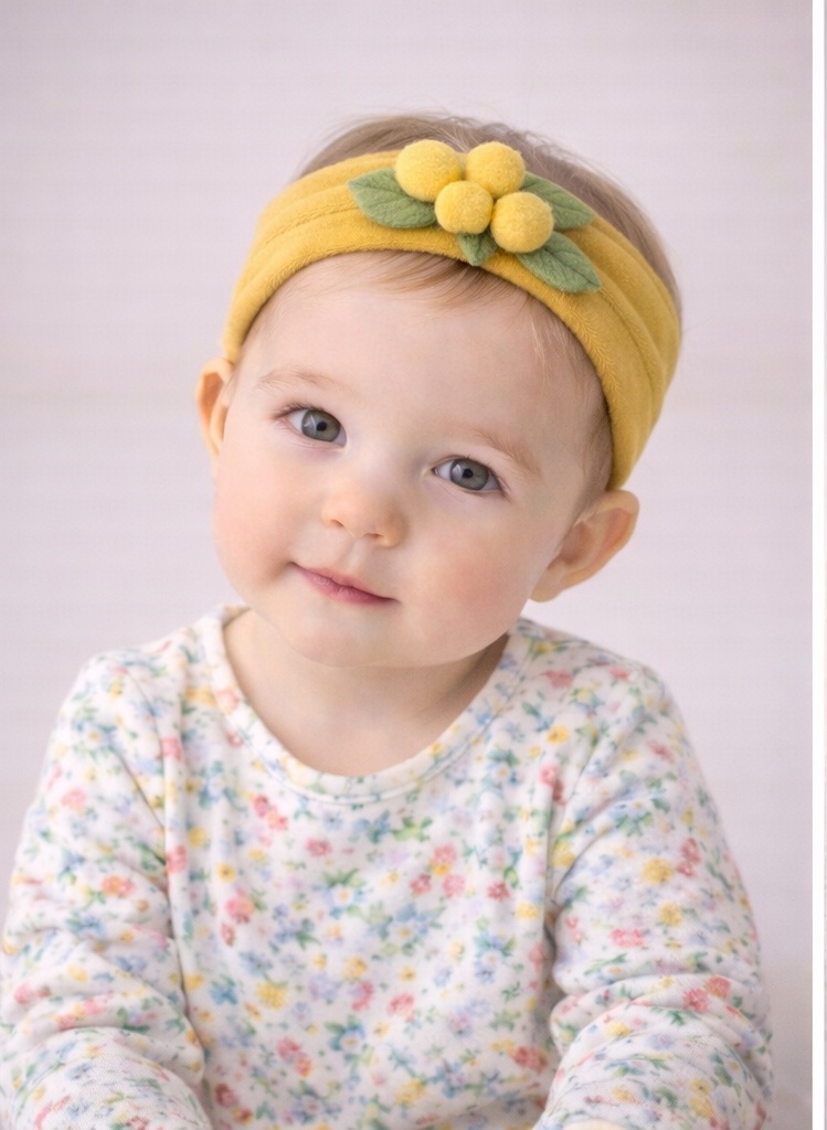 Yellow Pom Cluster Baby Headband – Eye-Catching Design for Boutique Displays