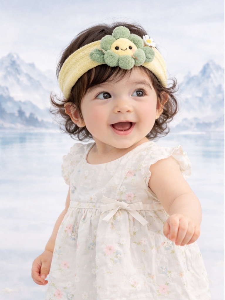 Boutique Yellow Flower Baby Headband Plush Cartoon Doll Stretch Headband for Newborn Gift Sets
