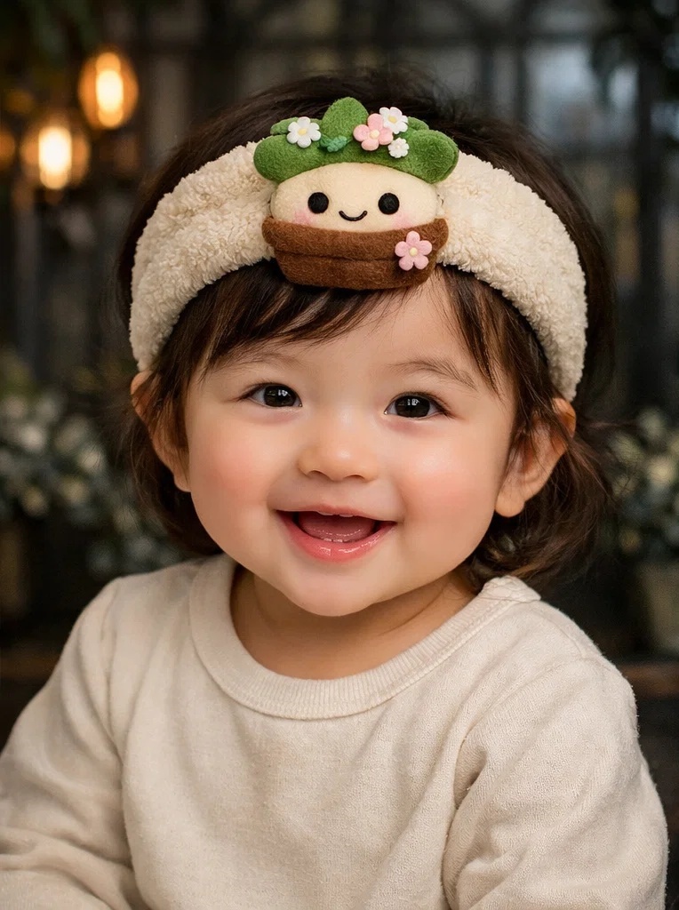 Private Label Floral Pot Doll Baby Headband – Custom Plush Infant Headband Wholesale