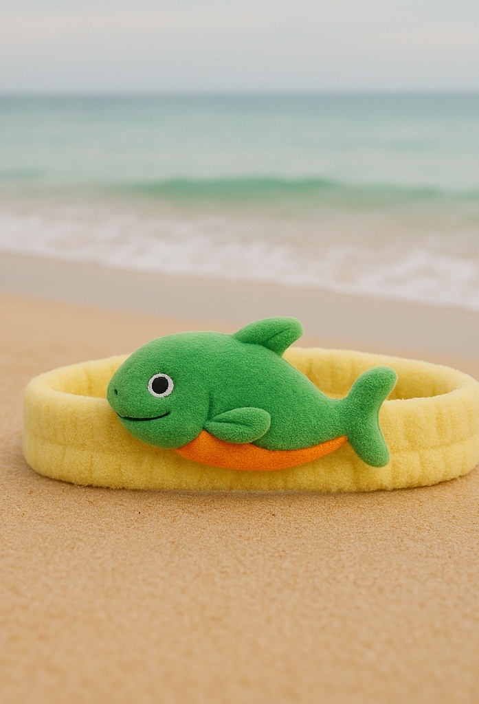 Green Fish Baby Headband with Yellow Band – Colorful Contrast, Easy Match