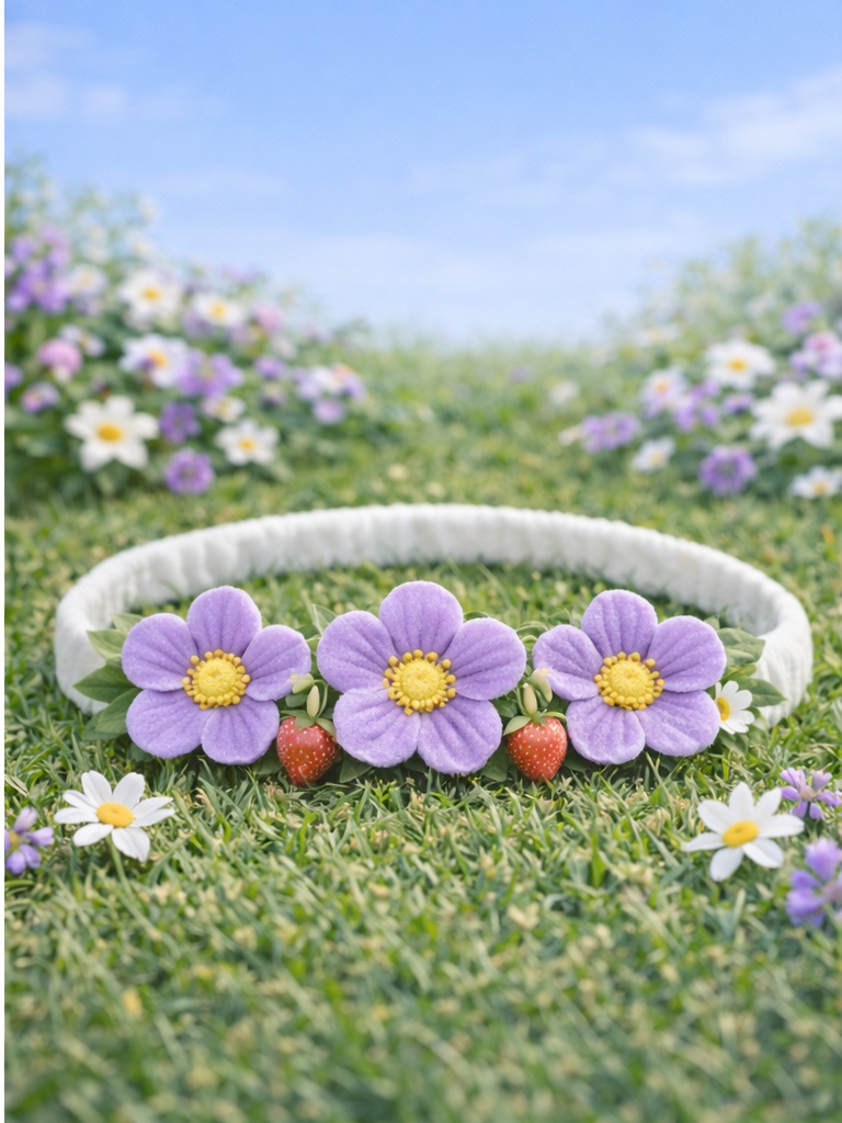 Purple Daisy Baby Headband – Soft Plush Floral Hairband for Girls