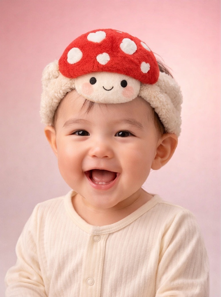 Bandeau bébé champignon rouge – Accessoire doux et ludique pour cadeaux boutique