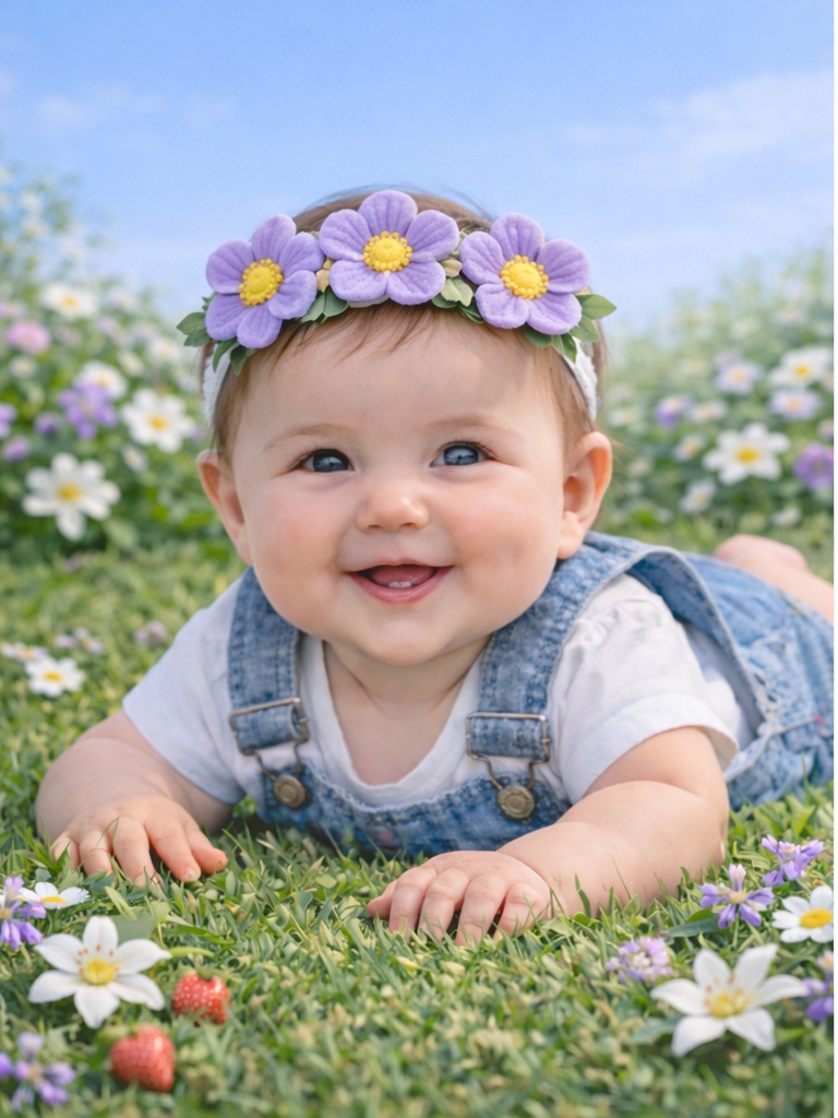 Purple Daisy Baby Headband – Soft Plush Floral Hairband for Girls