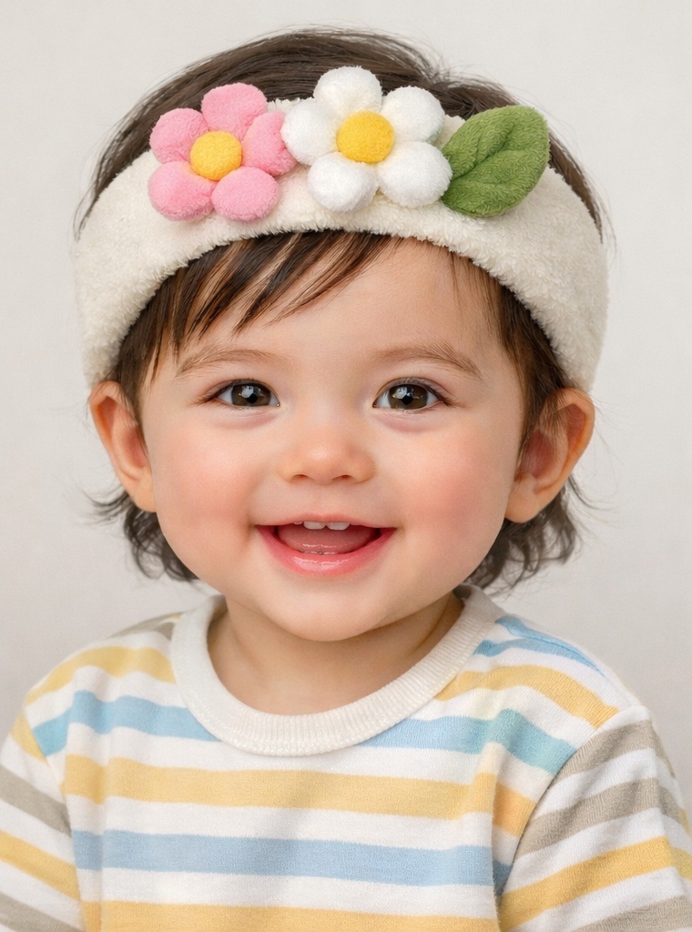 Cute Pink & White Floral Baby Headband – A Perfect Gift for Newborns