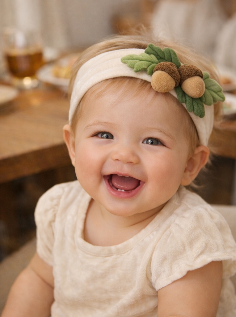 Autumn Acorn Baby Headband – Soft & Adorable Design for Seasonal Collections