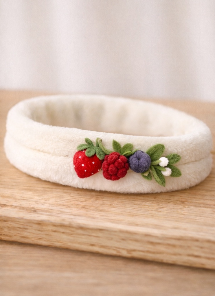 Pink & Cream Baby Headband with Berry Accents – Soft Touch for Everyday Style