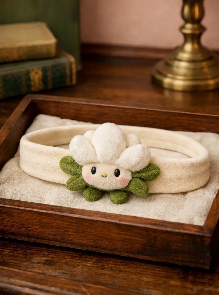 Fluffy White Plush Baby Headband with Sweet Flower Design - Comfortable for Daily Wear