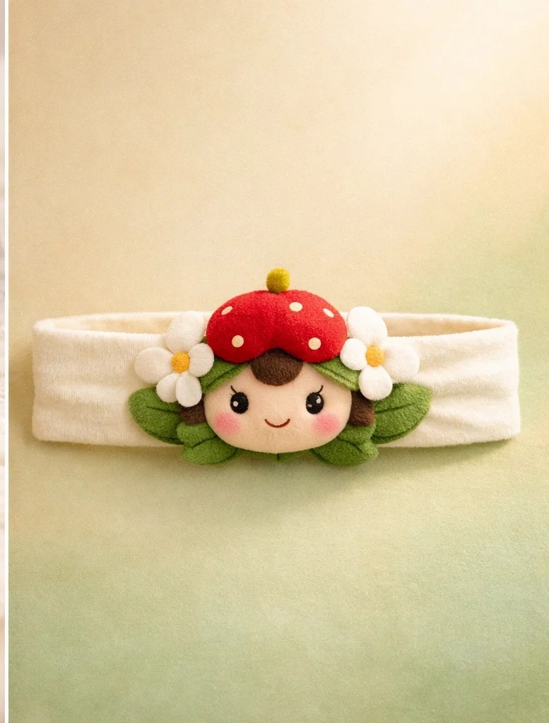 Faixa de cabelo para bebê com personagem morango de pelúcia para compradores B2B