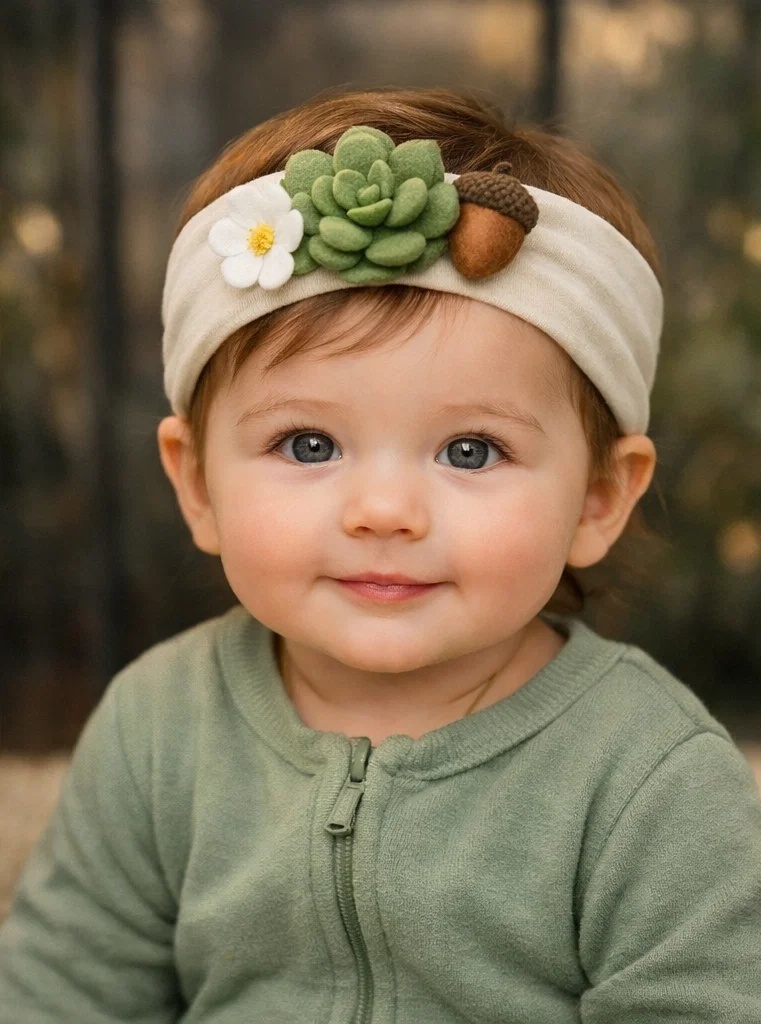Diadema de bebé linda con flores hechas a mano – segura y cómoda para bebés