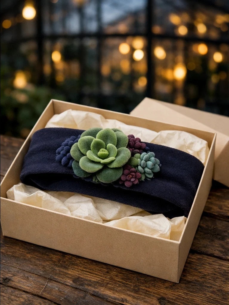 Succulent Flower Plush Baby Headband – Boutique Baby Hairband for Gift Stores