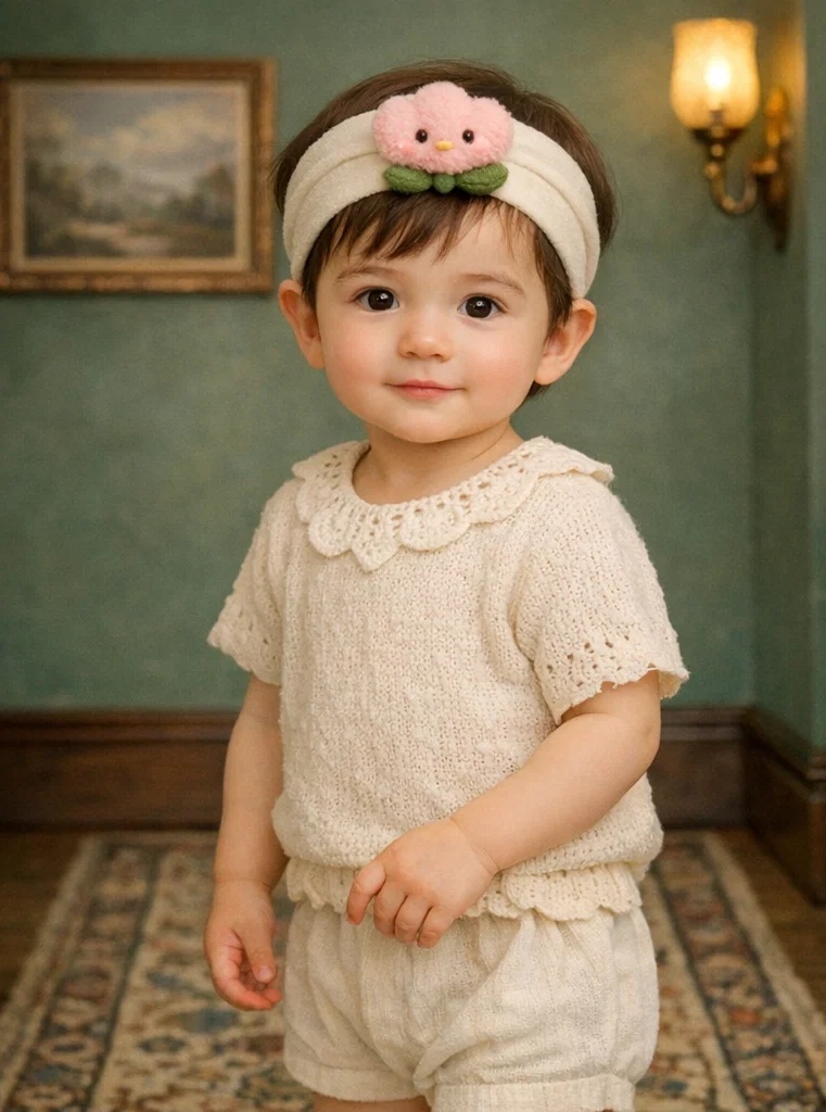 Charming Pink Plush Baby Headband with Cute Flower Design - Soft and Comfortable for Baby Girls