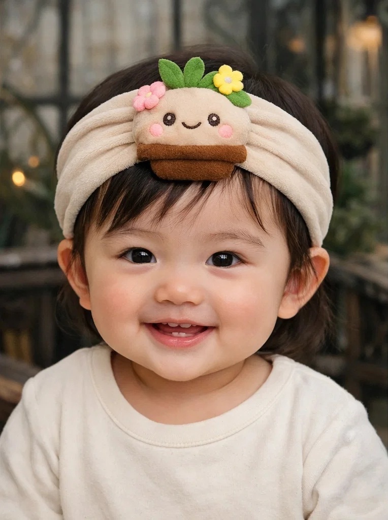 Custom Garden Pot Doll Baby Headband – Plush Infant Hair Accessory for Wholesale Distribution
