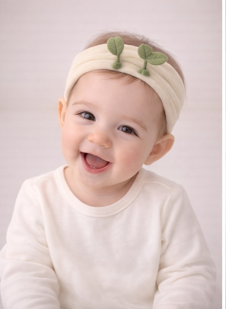 Twin Sprout Baby Headband – Minimalist Botanical Style for Newborn Collections
