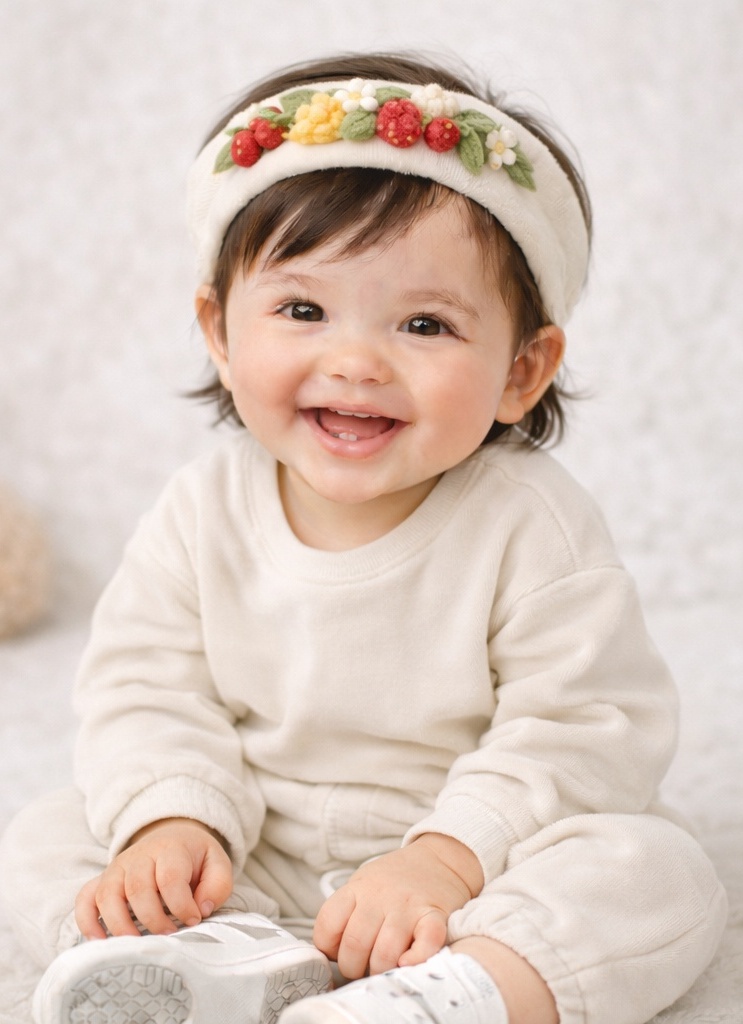 Red & Yellow Fruit Baby Headband with Rich Textures – Eye-Catching for Infant Photography