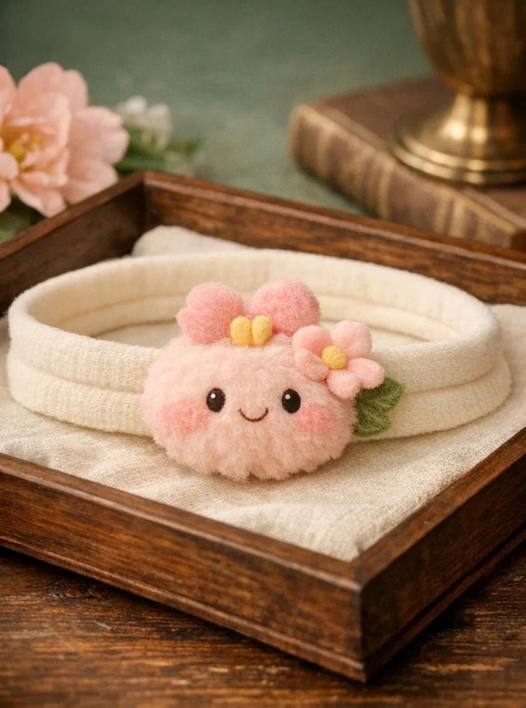Adorable Pink Plush Baby Headband with Cute Flower Design - Soft and Comfortable for Newborns