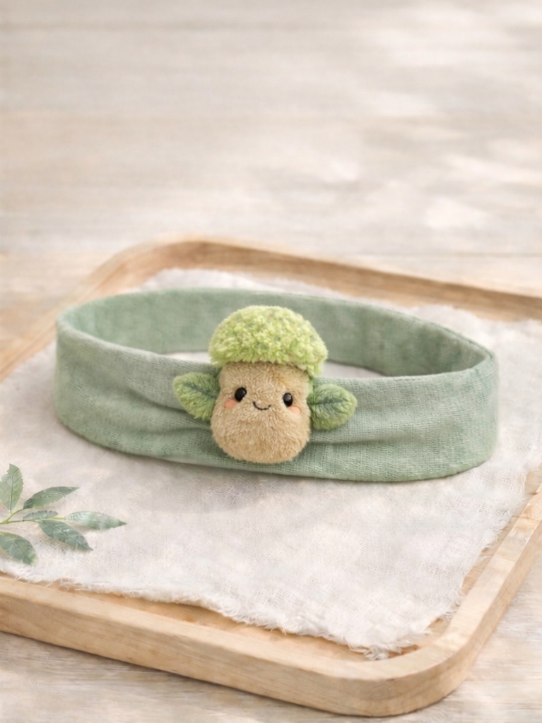 Custom Mushroom Plush Baby Headband Cartoon Doll Elastic Head Wrap for Boutique Baby Stores