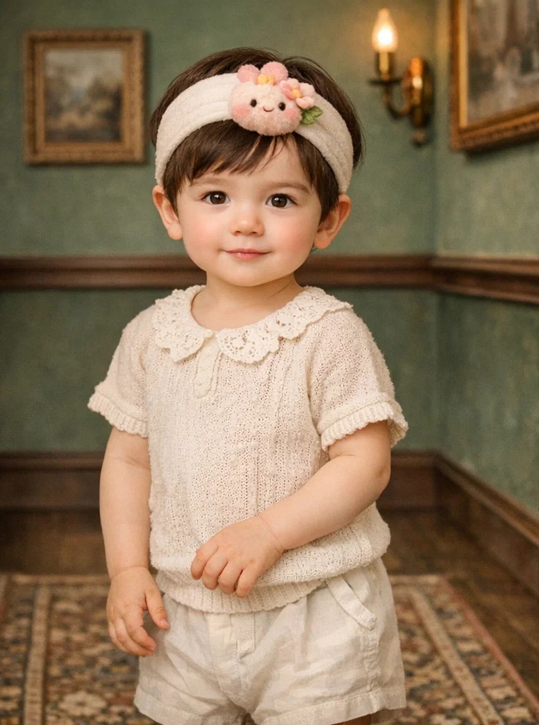 Adorable Pink Plush Baby Headband with Cute Flower Design - Soft and Comfortable for Newborns