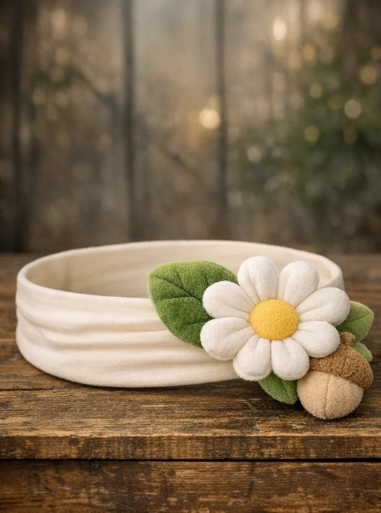 Bandeau bébé mignon avec fleurs faites à la main – sûr et confortable pour les nourrissons