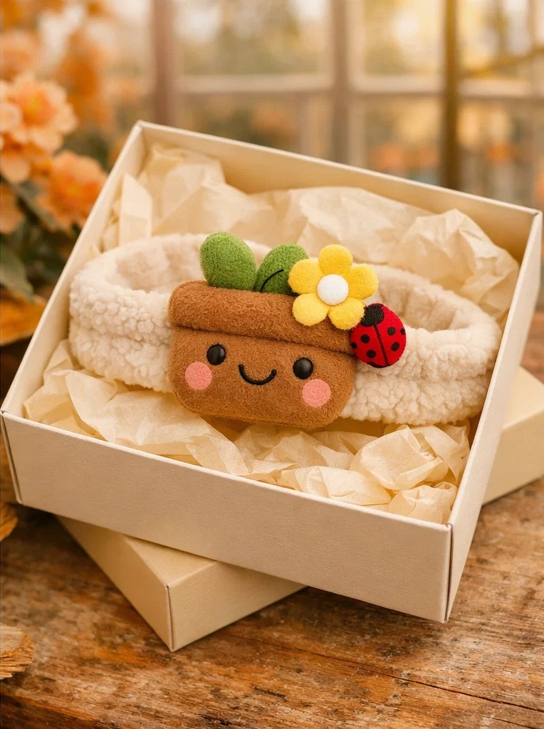 OEM Cute Flower Pot Doll Baby Headband with Ladybug – Plush Infant Hairband for Wholesale & Private Label