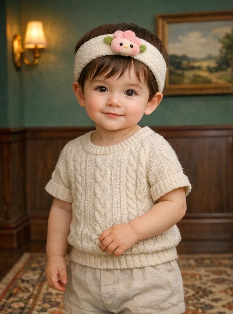 Charming Pink Plush Baby Headband with Sweet Flowers - Perfect for Baby Girls