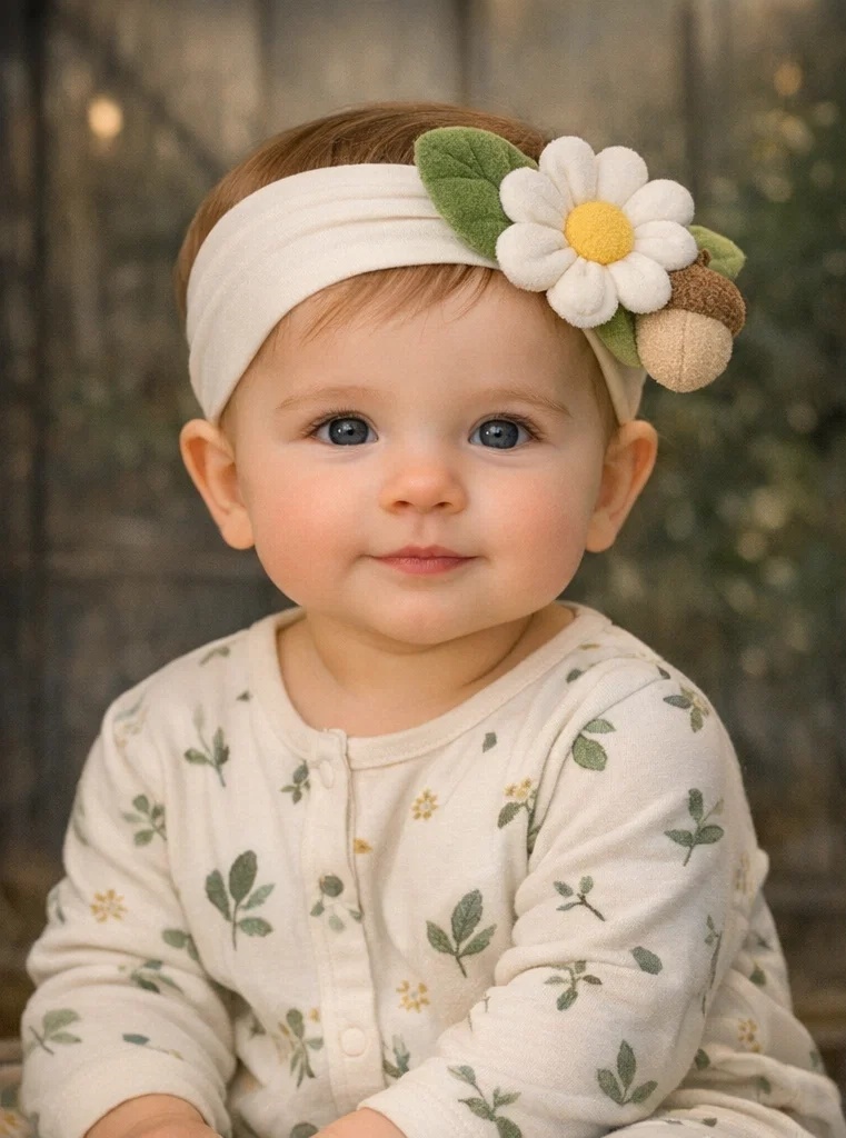 Bandeau bébé mignon avec fleurs faites à la main – sûr et confortable pour les nourrissons