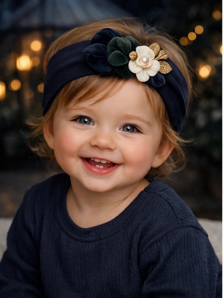 Vintage Floral Baby Headband – Handmade Style Newborn Hairband for Baby Boutique